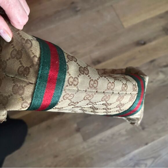 Vintage Gucci canvas leather Sherry tote with charms - Picture 7 of 14